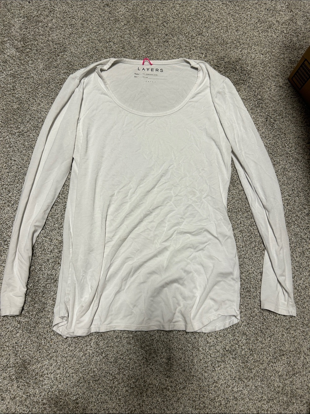 Hatch layers long sleeve white scoop shirt size medium